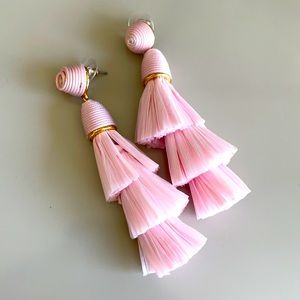 Pink straw earrings